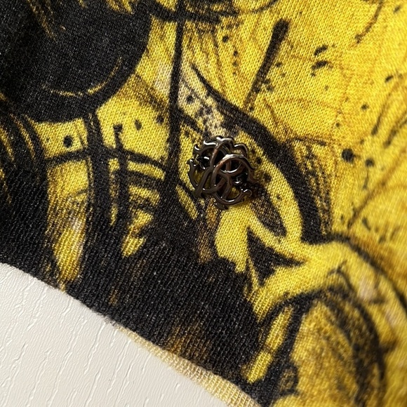 Vintage Cavalli Roberto Cavalli Yellow Baroque Print Cardigan Size 46​ - Picture 8 of 10